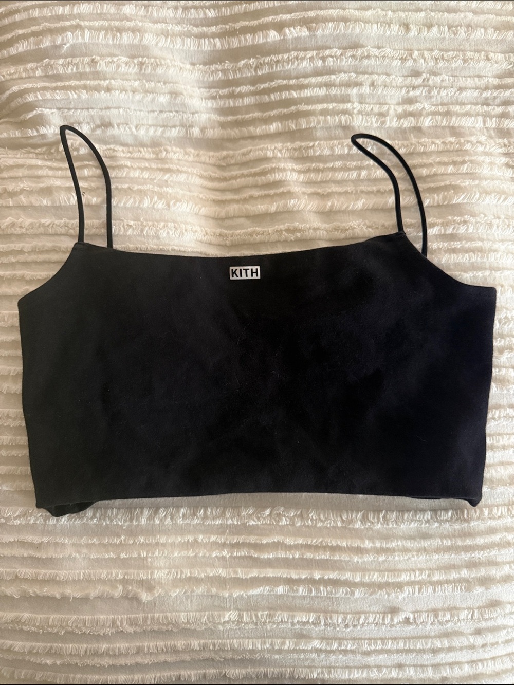 Kith Black Spaghetti-Strap Crop Tank Top w/ Logo